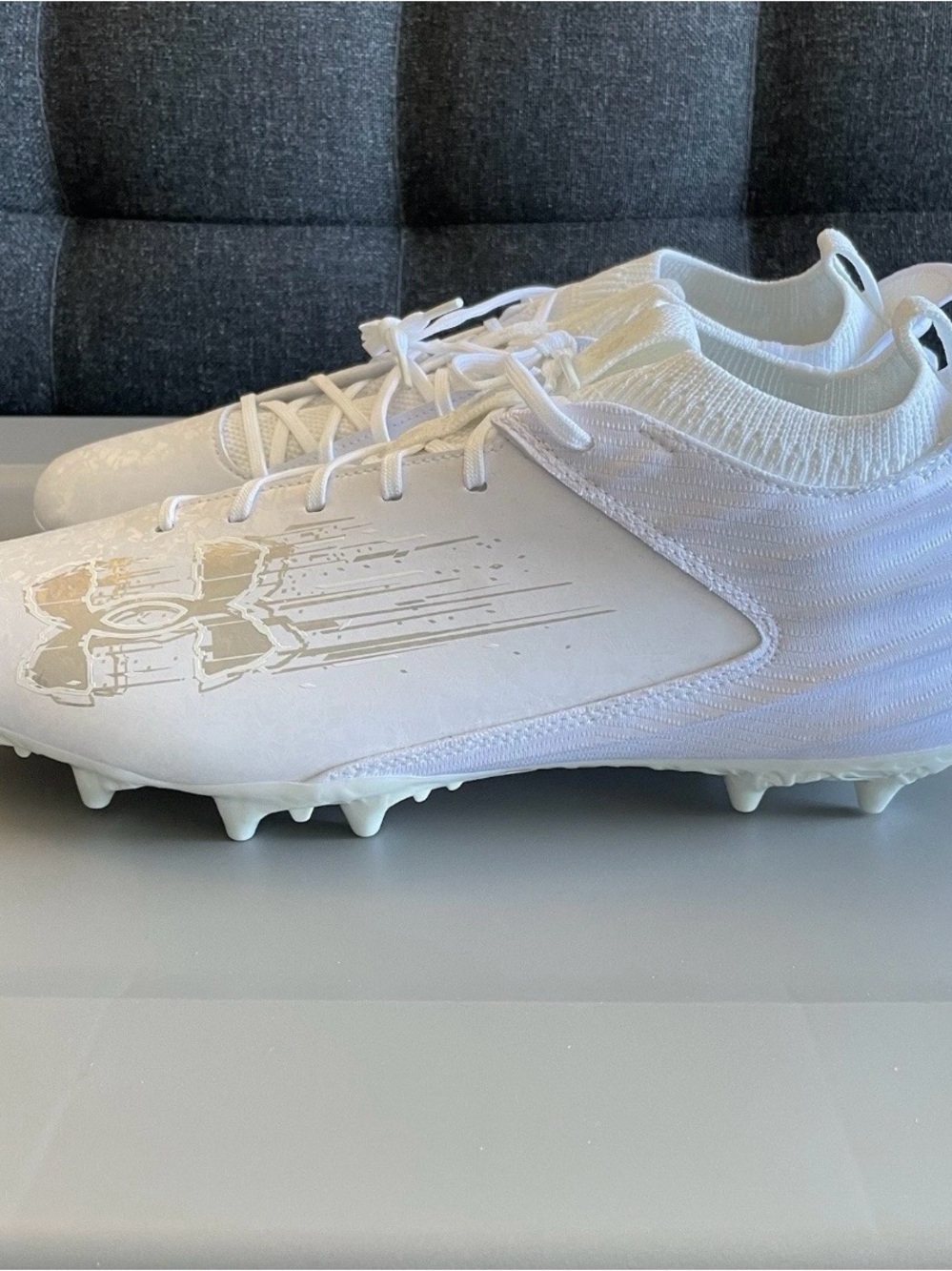 Under Armour Blur Smoke 2.0 MC Football White Silver 3027978-101 Men's Size 14
